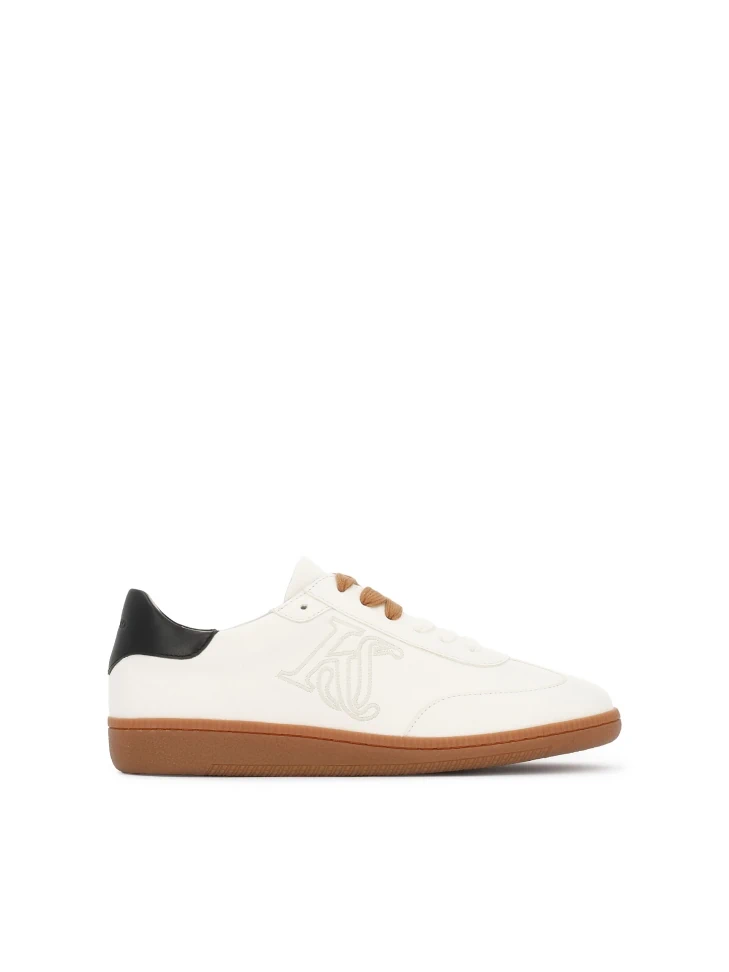 kazar White natural leather sneakers with black heel counter