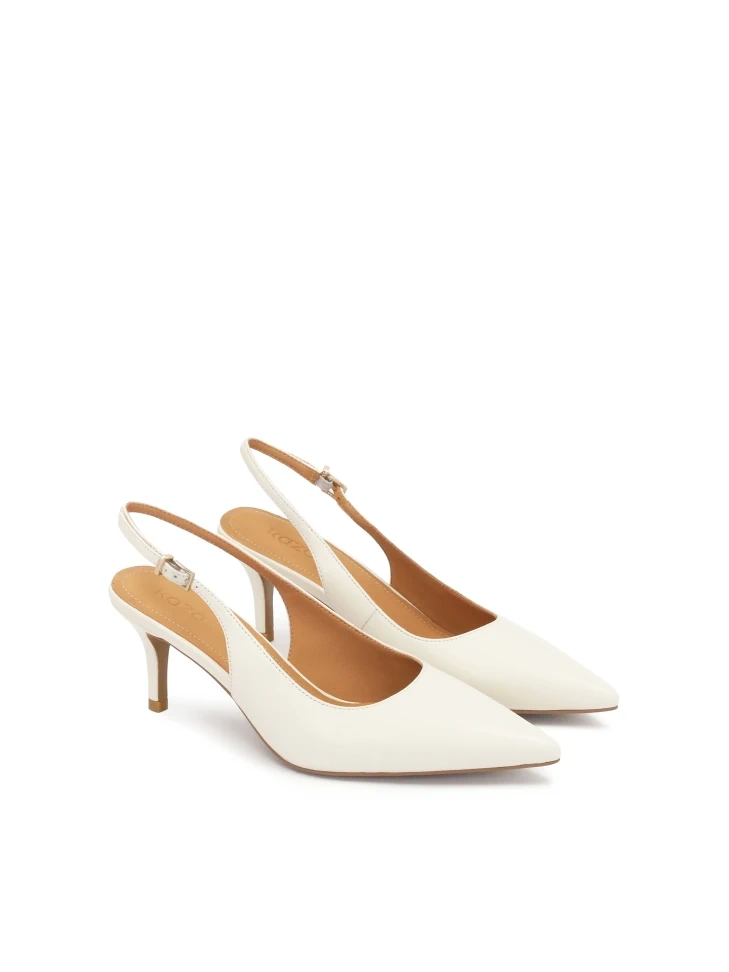 Kazar White Pumps With Open Heel From Wedding Collection