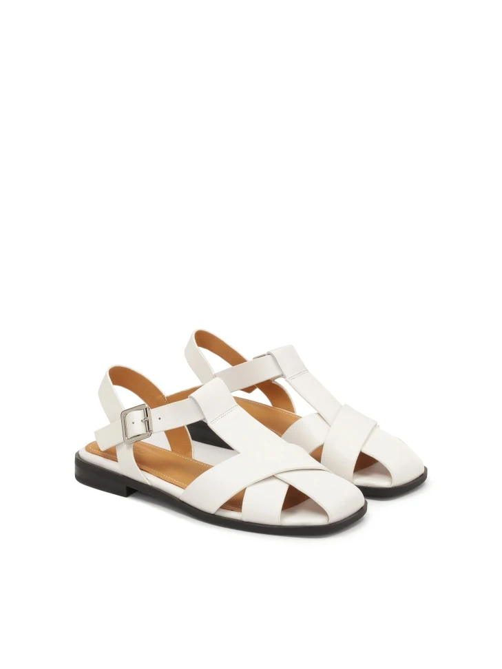 Kazar White Sandals With A Strap Overshadowing The Toes