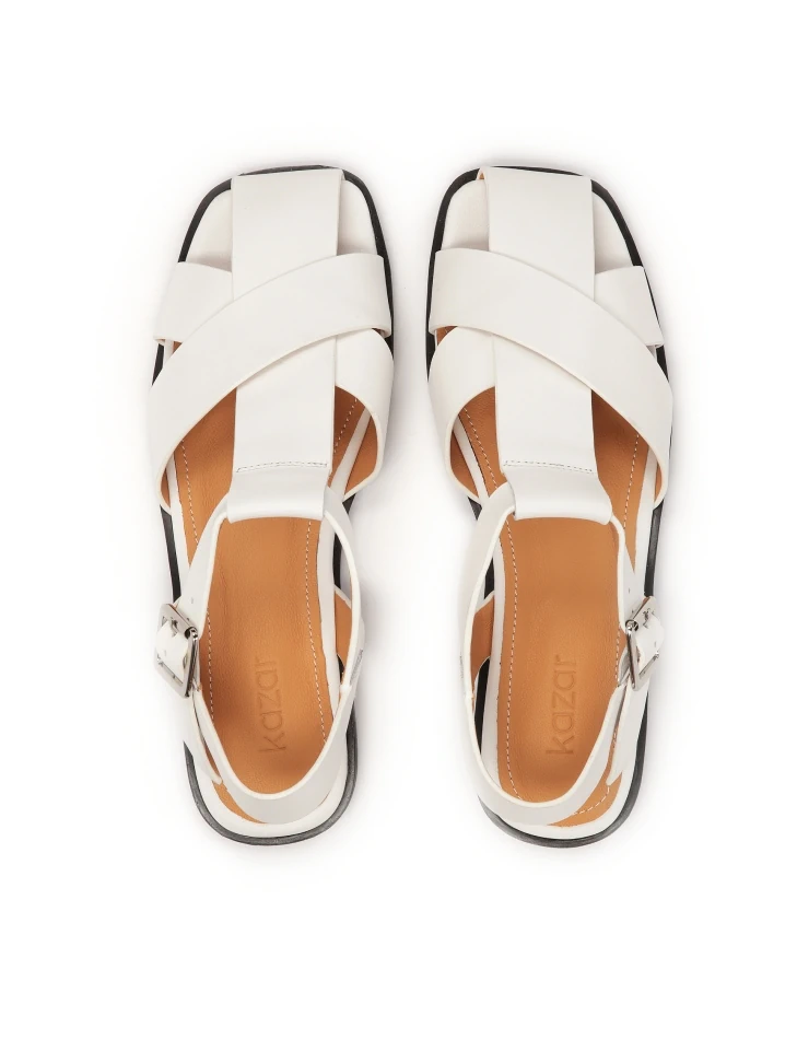 Kazar White Sandals With A Strap Overshadowing The Toes
