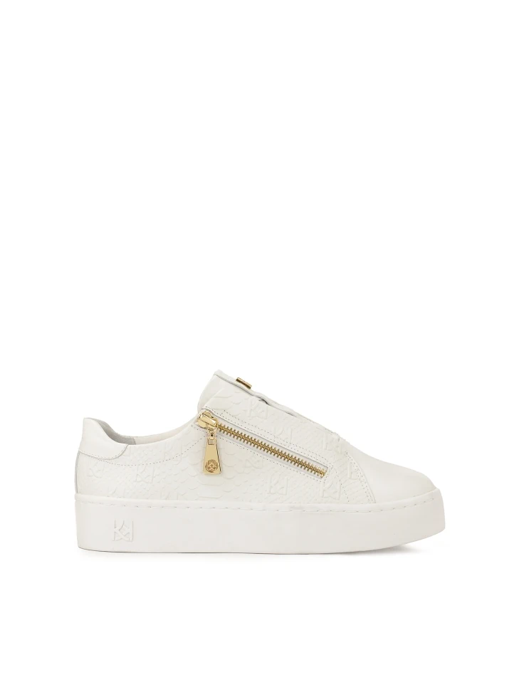 kazar White sneakers with embossed pattern and zipper closure
