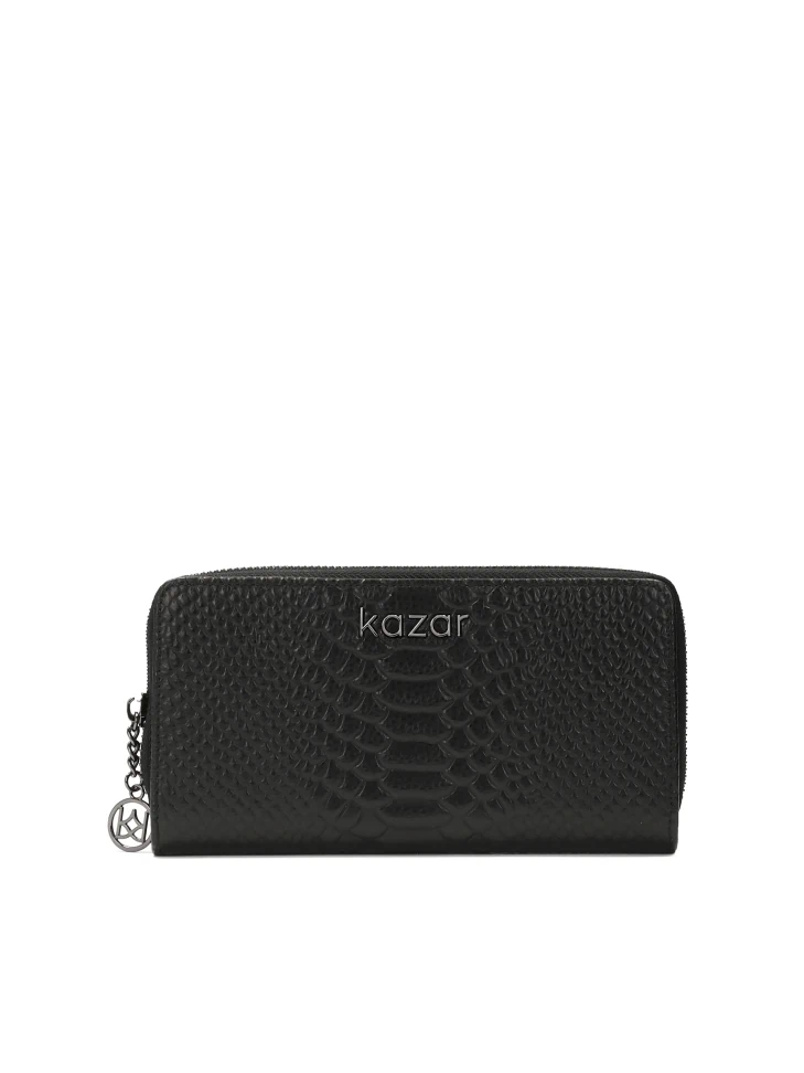kazar Women's embossed leather wallet with zippered closure