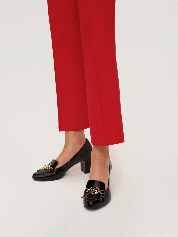 Kazar Women's Patent Leather Black Pumps With Tassels