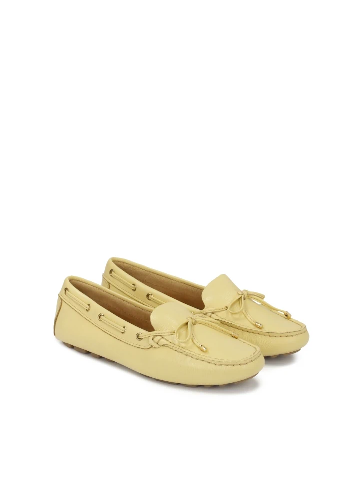 Kazar Yellow Moccasins With A Thong On A Studded Sole