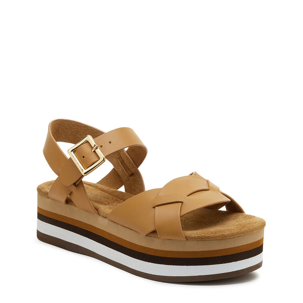 Kelsi Dagger Breeze Tan Tricolor Platform Sandals