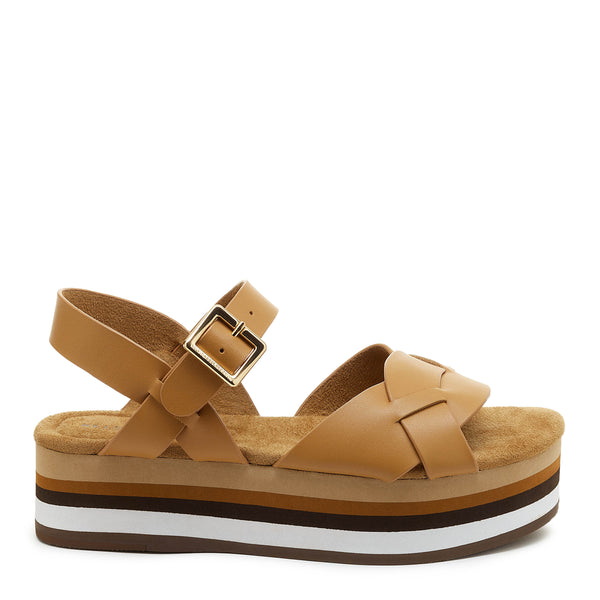 kelsi dagger Breeze Tan Tricolor Platform Sandals