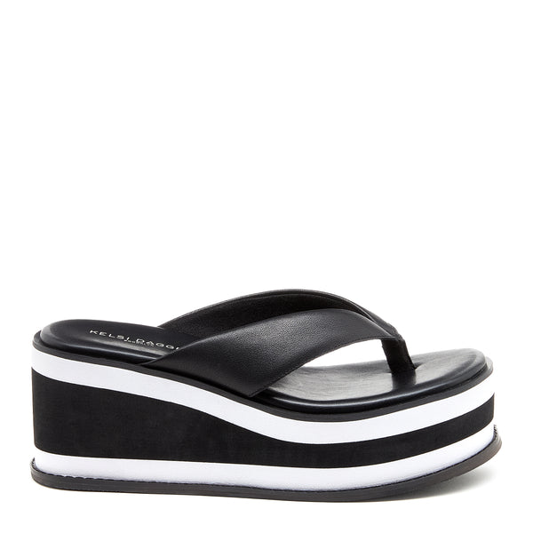 kelsi dagger Gigi Black Leather Platform Thong