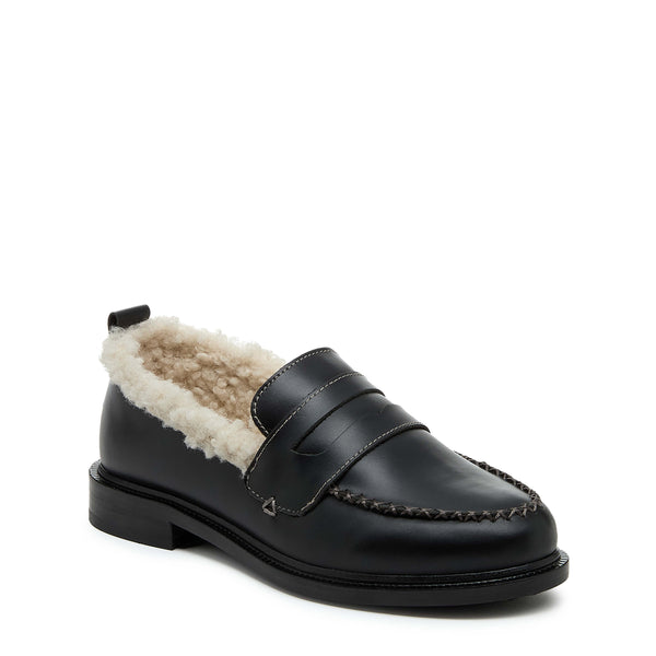 Kelsi Dagger Lens Black Shearling Loafers