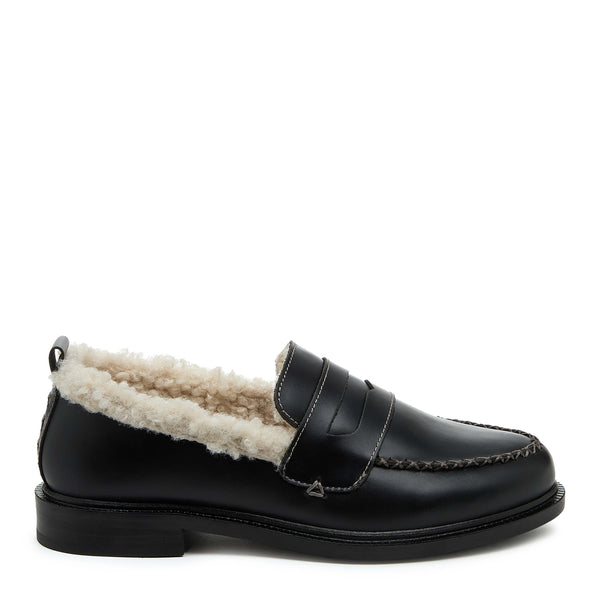 kelsi dagger Lens Black Shearling Loafers