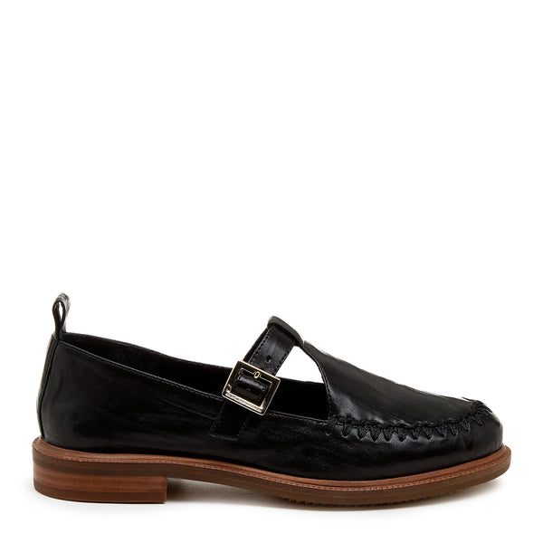 kelsi dagger Lou Black T-Strap Mary Jane Loafers