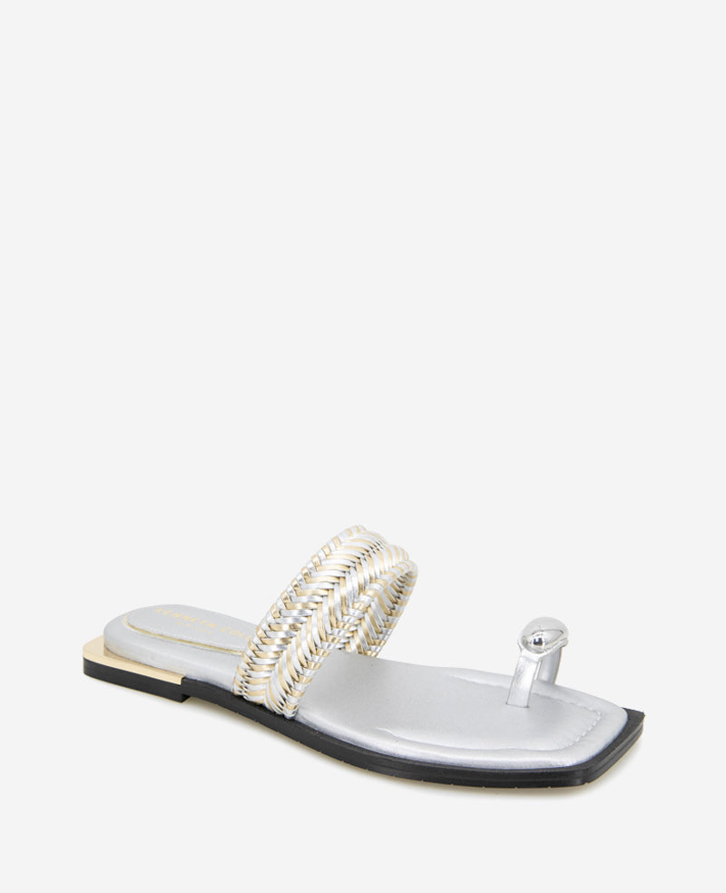 Kenneth Cole Andarna Metallic Woven Toe Ring Sandal