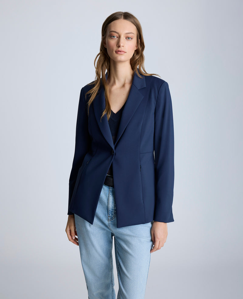 Kenneth Cole Athletic Stretch One Button Notch Collar Jacket