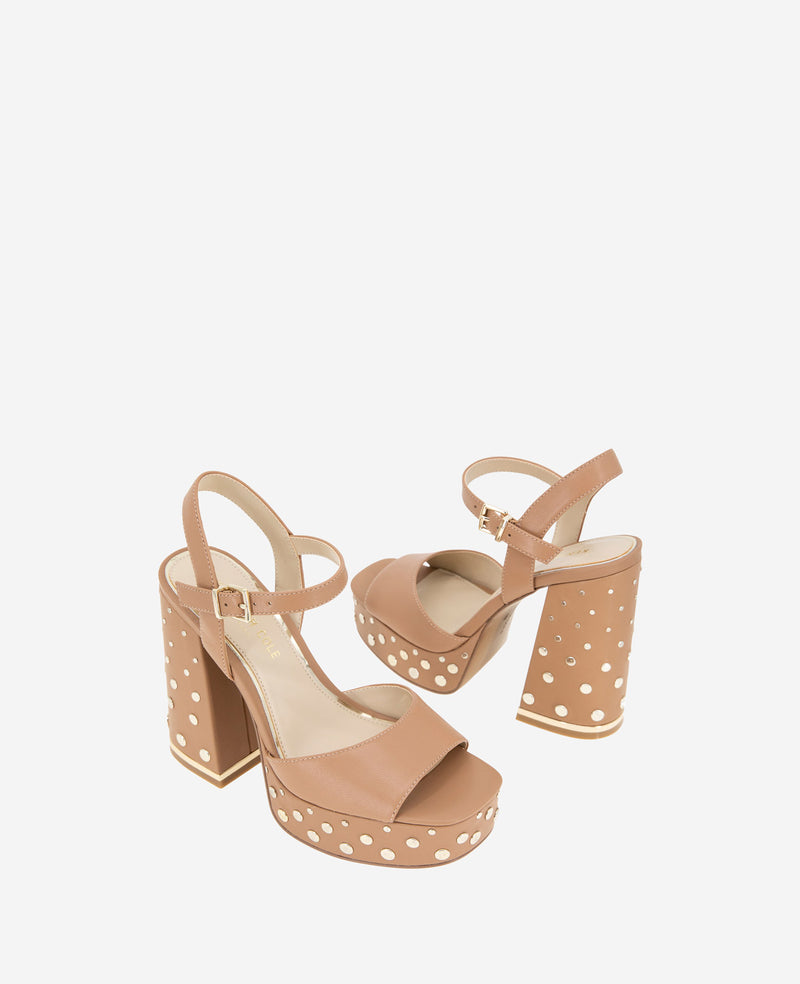 Kenneth Cole Dolly Stud Ankle Strap Platform Heeled Sandal