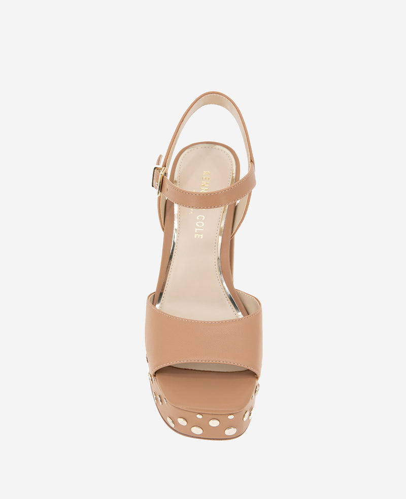 Kenneth Cole Dolly Stud Ankle Strap Platform Heeled Sandal