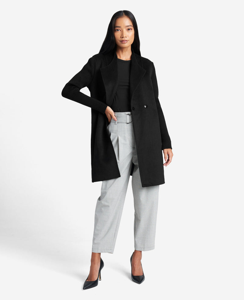 Kenneth Cole Double-Face Wool Jacket With Ribbed-Knit Sleeves