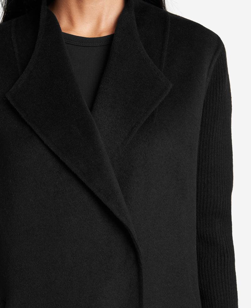 Kenneth Cole Double-Face Wool Jacket With Ribbed-Knit Sleeves