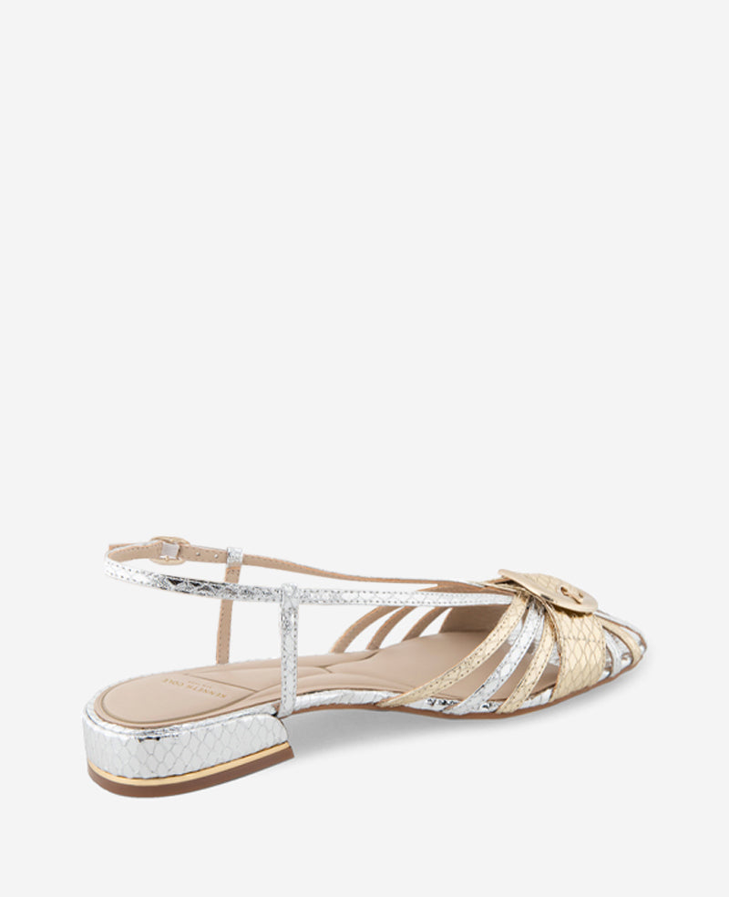 Kenneth Cole Farrah Metallic Combo Snake Caged In Buckle Sandal