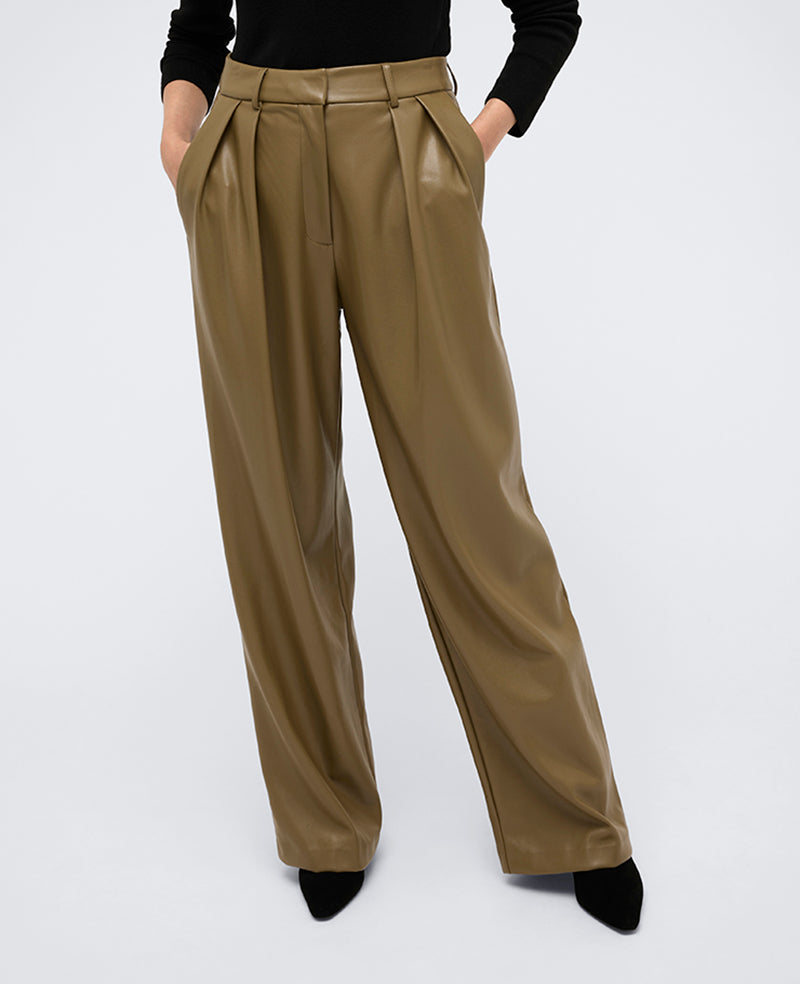 Kenneth Cole Faux Leather High Rise Wide Leg Trouser
