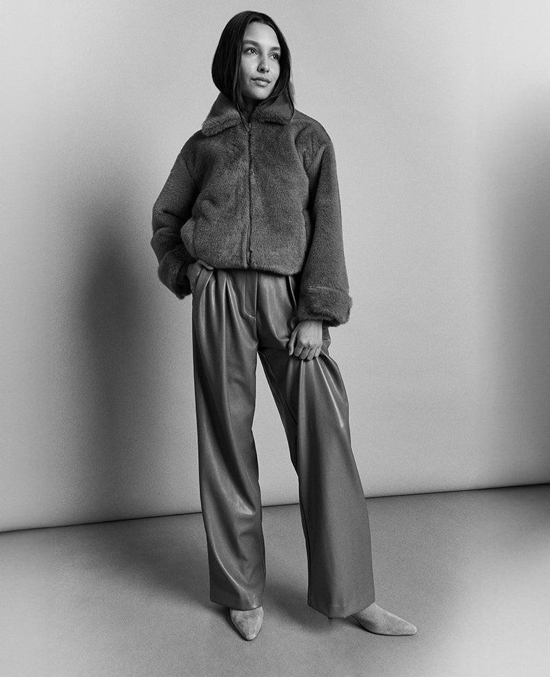 Kenneth Cole Faux Leather High Rise Wide Leg Trouser