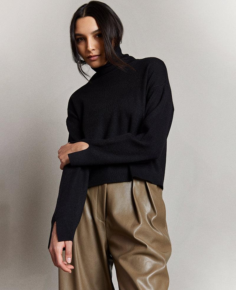 Kenneth Cole Faux Leather High Rise Wide Leg Trouser