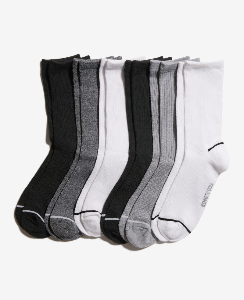 kenneth cole Fine Rib-Diamond Texture Crew Socks 6-Paco
