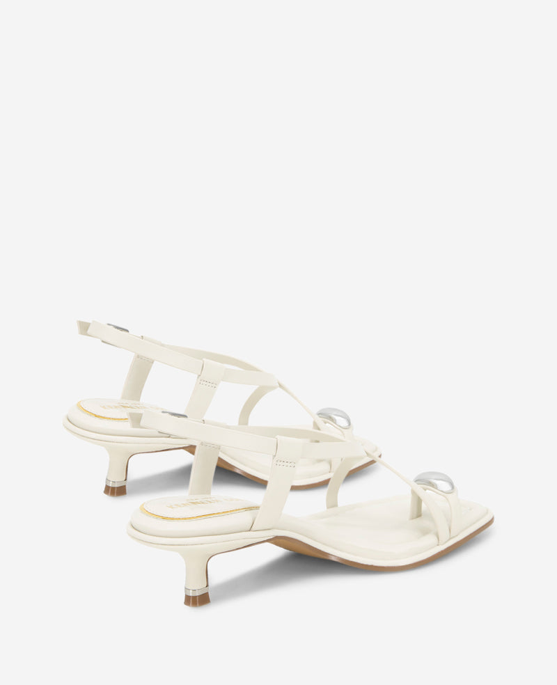 Kenneth Cole Geala Leather Metal Toe Ring Kitten Heel Sandal