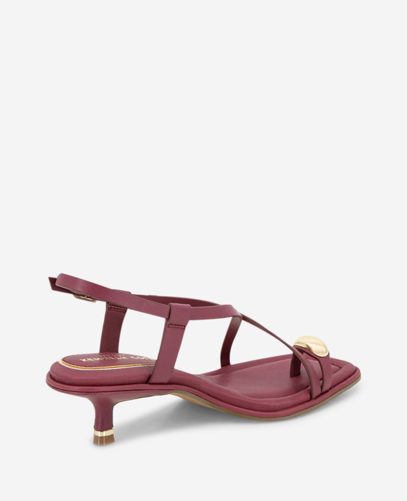 Kenneth Cole Geala Leather Metal Toe Ring Kitten Heel Sandal
