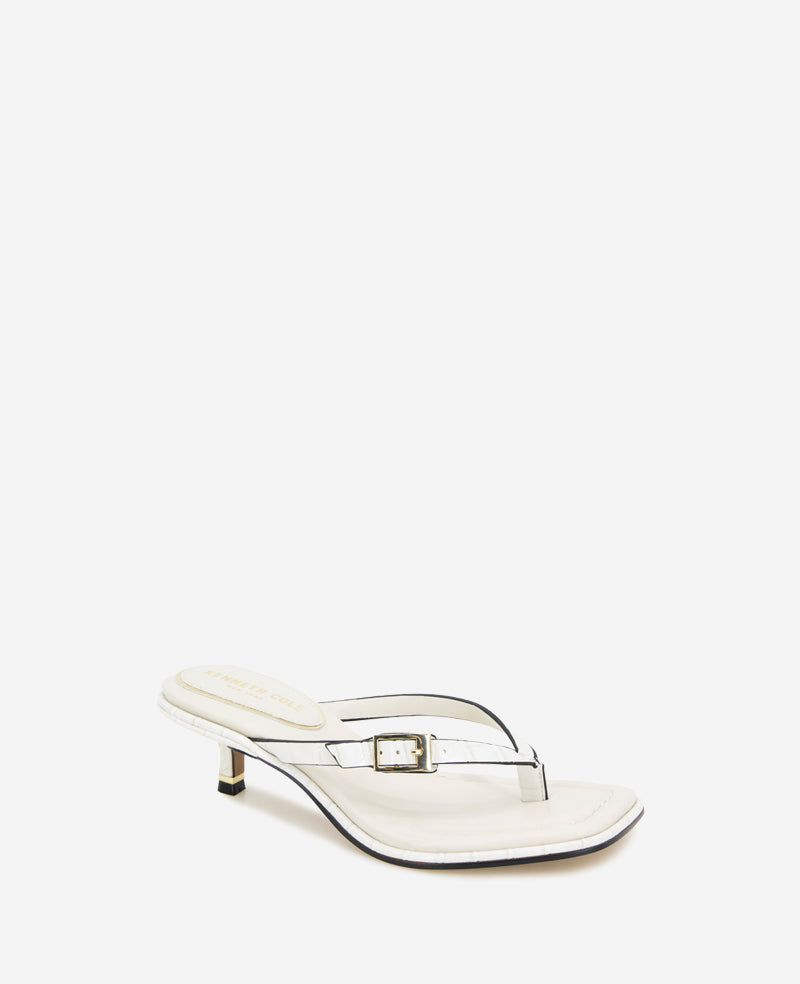 Kenneth Cole Gillie Embossed Croco Kitten Heel Buckle Sandal