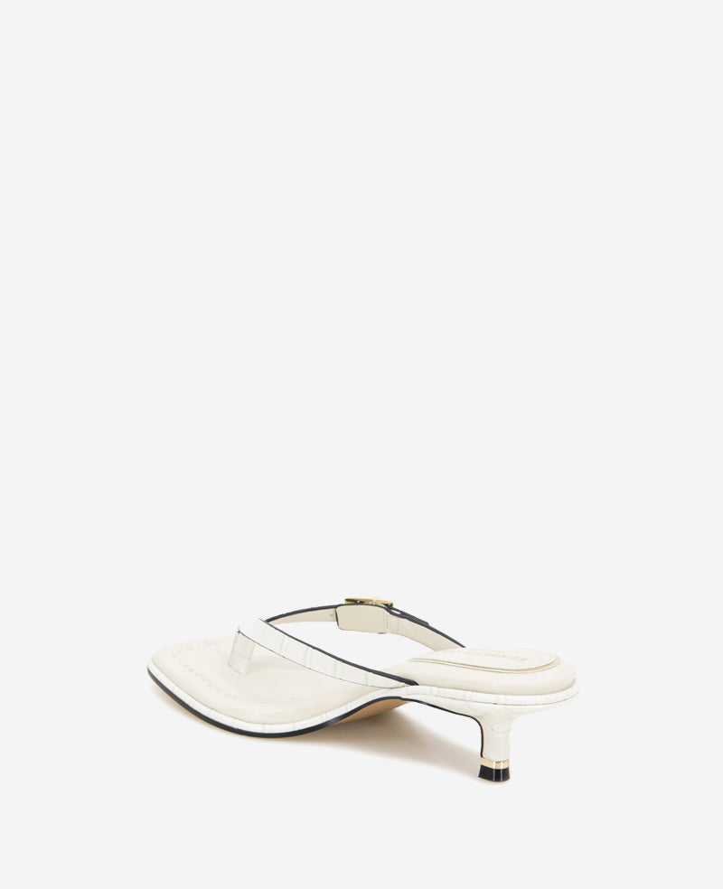 Kenneth Cole Gillie Embossed Croco Kitten Heel Buckle Sandal