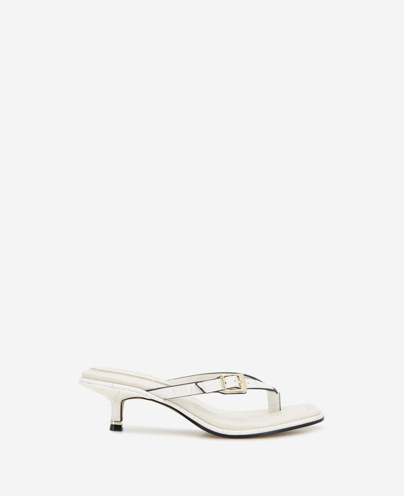 kenneth cole Gillie Embossed Croco Kitten Heel Buckle Sandal