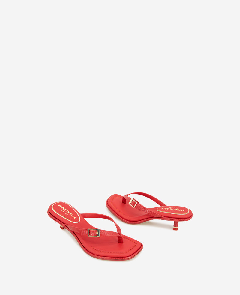 Kenneth Cole Gillie Embossed Lizard Kitten Heel Buckle Sandal