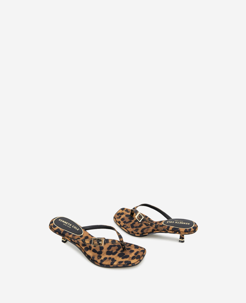 Kenneth Cole Gillie Leopard Print Kitten Heel Buckle Sandal