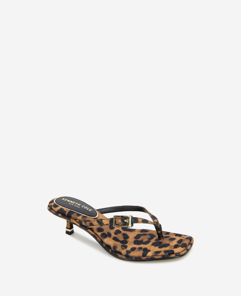 Kenneth Cole Gillie Leopard Print Kitten Heel Buckle Sandal