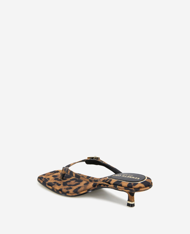 Kenneth Cole Gillie Leopard Print Kitten Heel Buckle Sandal