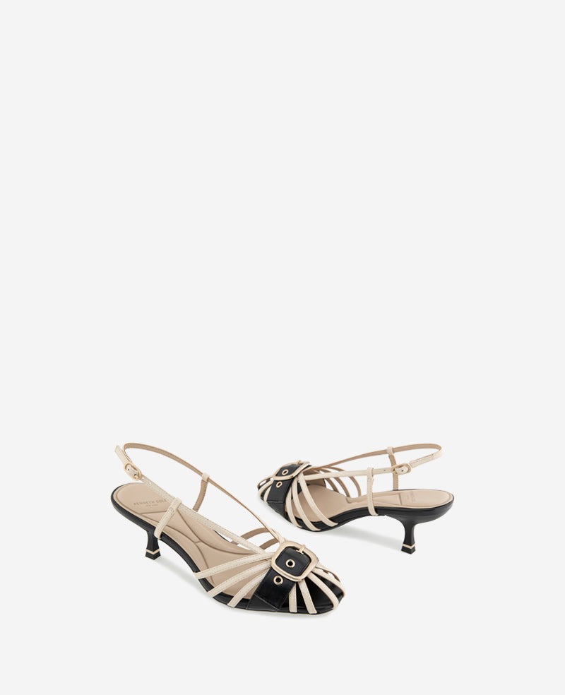 Kenneth Cole Glenda Patent Combo Caged In Buckle Sandal