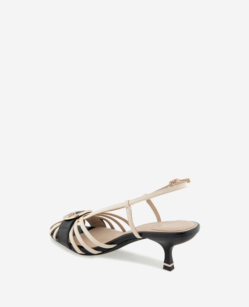 Kenneth Cole Glenda Patent Combo Caged In Buckle Sandal