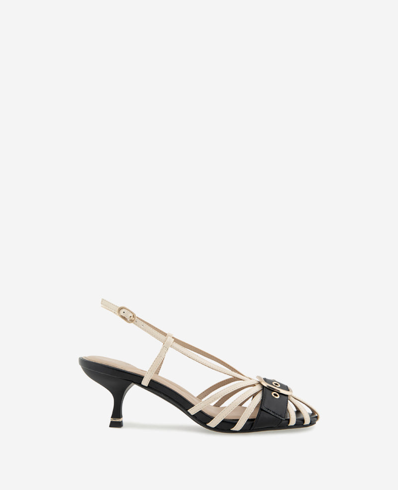 kenneth cole Glenda Patent Combo Caged In Buckle Sandal