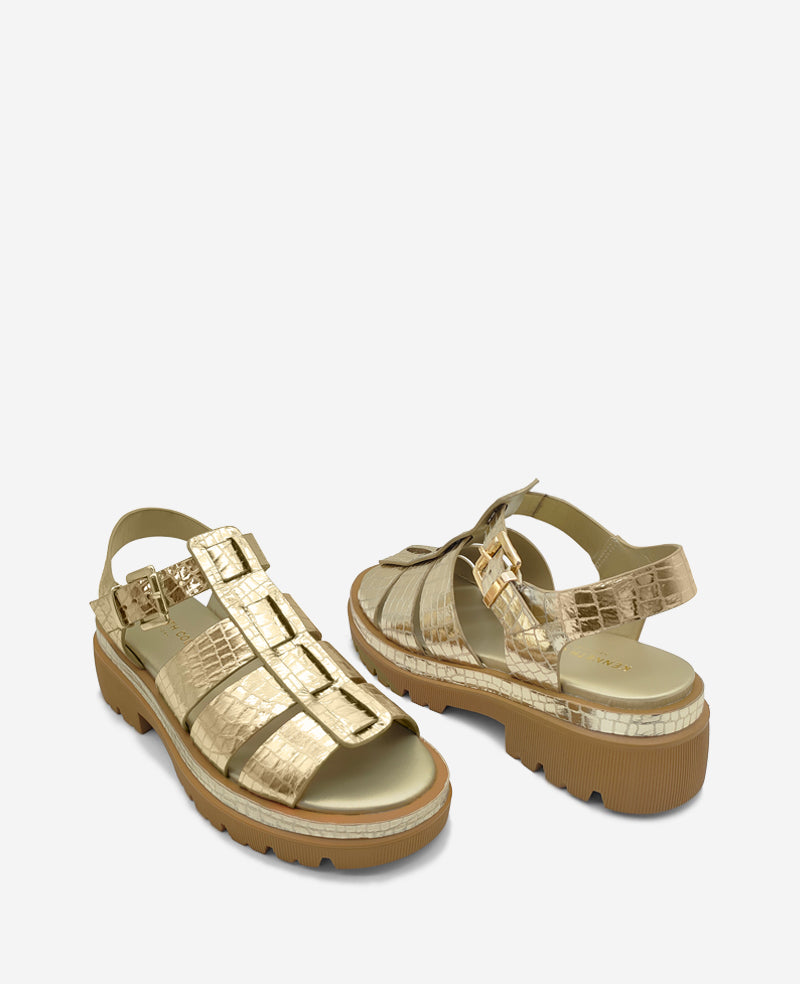 Kenneth Cole Herron Metallic Platform Fisherman Sandal