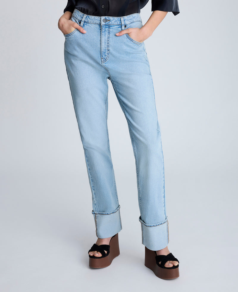 Kenneth Cole High Rise Straight Leg Wide Cuff Denim Jean