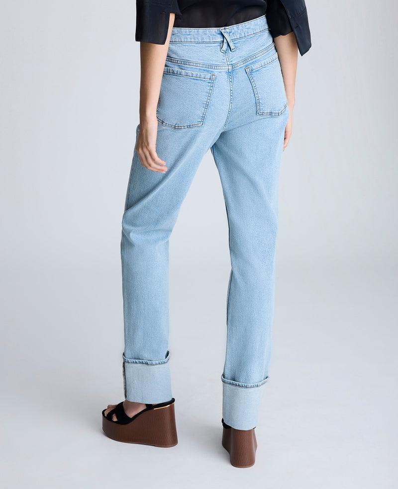 Kenneth Cole High Rise Straight Leg Wide Cuff Denim Jean