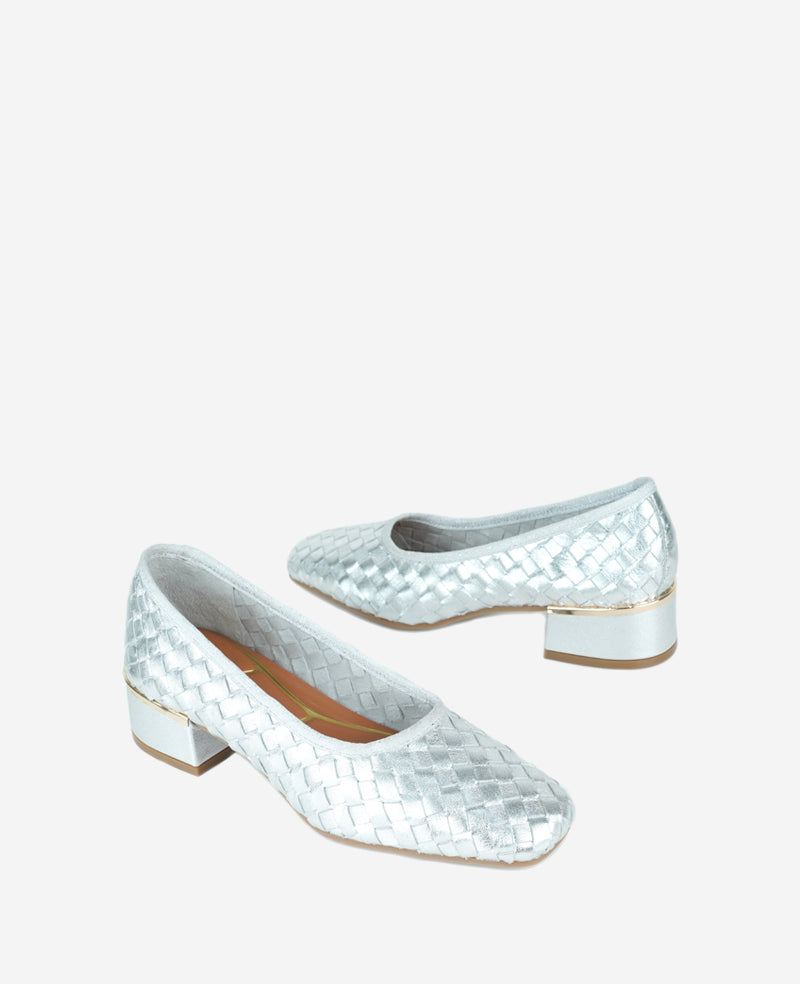 Kenneth Cole Birdie Woven Metallic Leather Pump