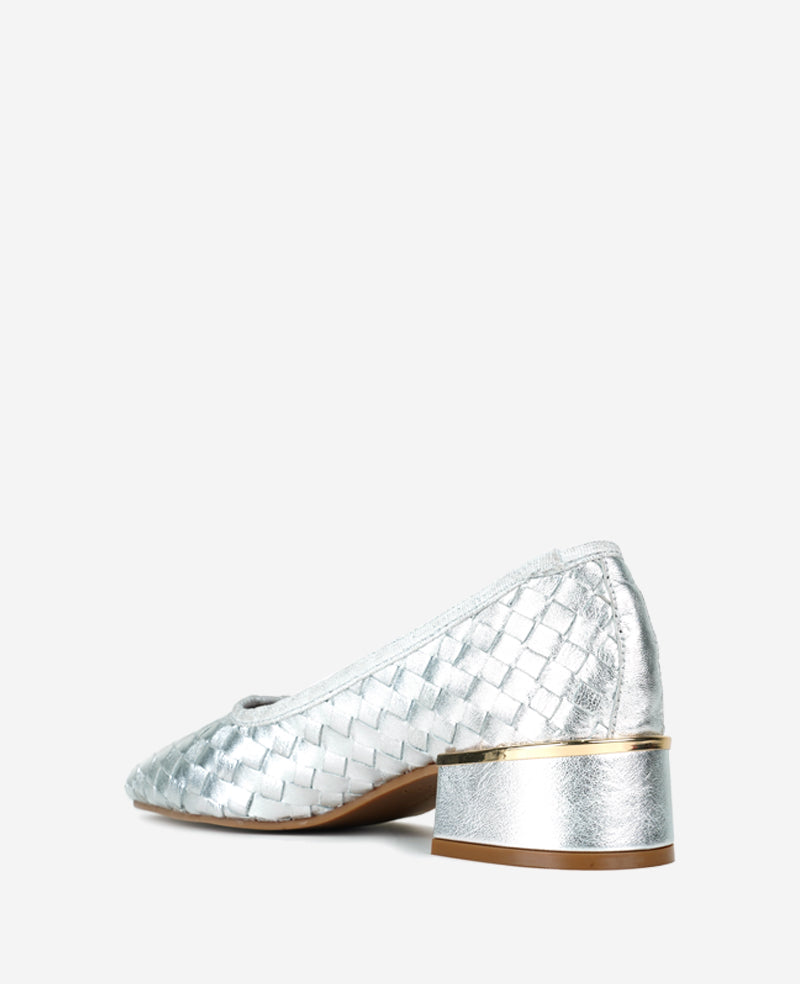 Kenneth Cole Birdie Woven Metallic Leather Pump