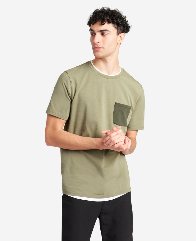 kenneth cole Colorblock Pocket Crew Neck T-Shirt