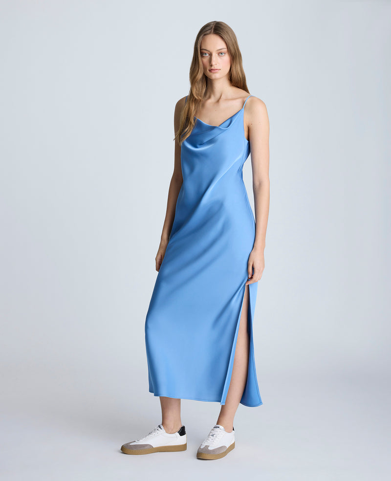 Kenneth Cole Cowl Neck Side Slit Maxi Slip Dress