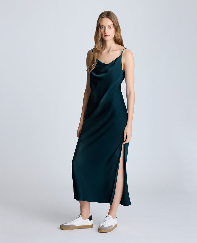 kenneth cole Cowl Neck Side Slit Maxi Slip Dress