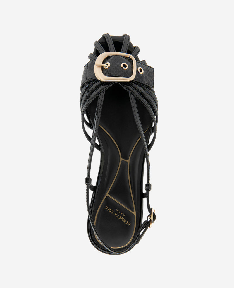 Kenneth Cole Farrah Patent Caged In Buckle Sandal