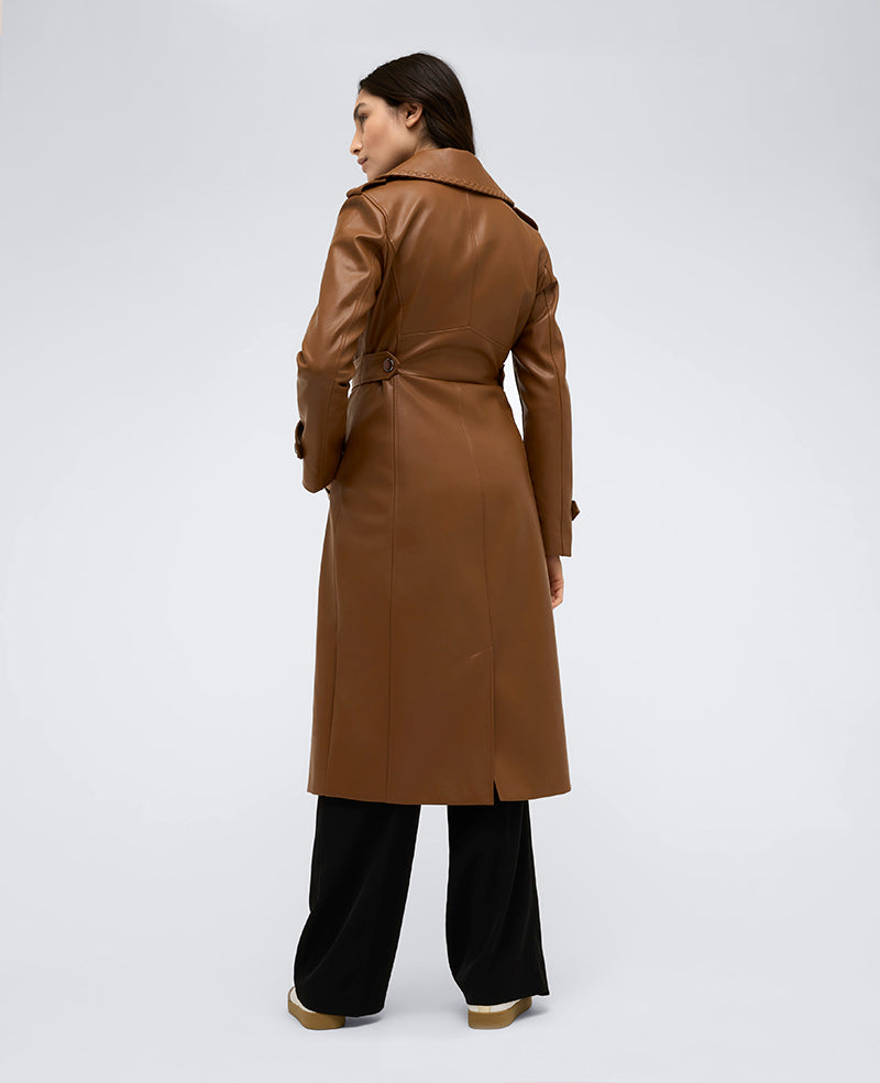 Kenneth Cole Faux Leather Belted Trench