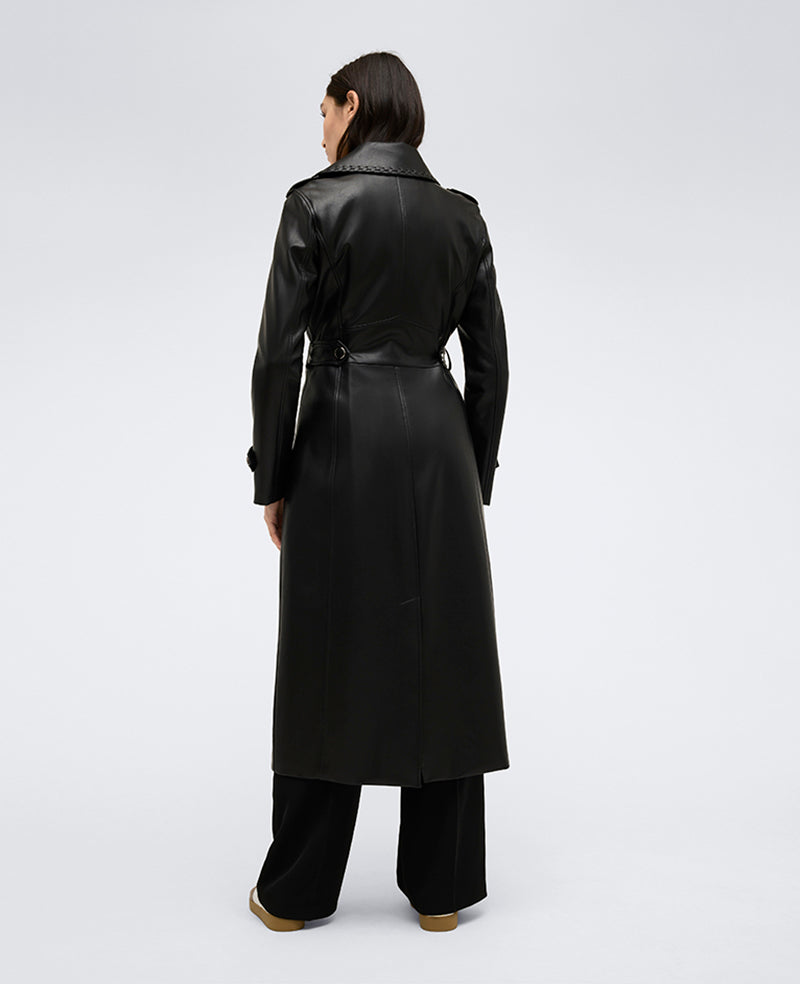 Kenneth Cole Faux Leather Belted Trench