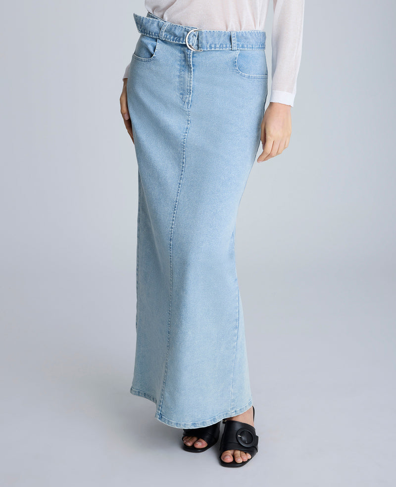 Kenneth Cole Fly Front Belted Maxi Skirt