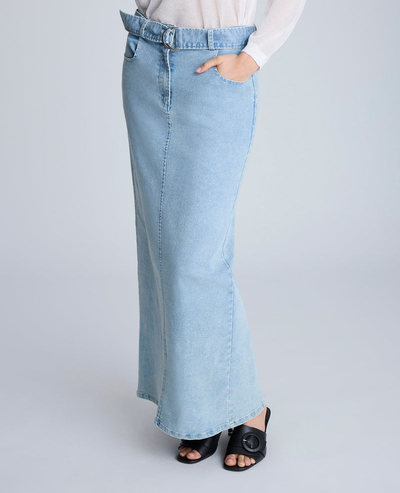 Kenneth Cole Fly Front Belted Maxi Skirt